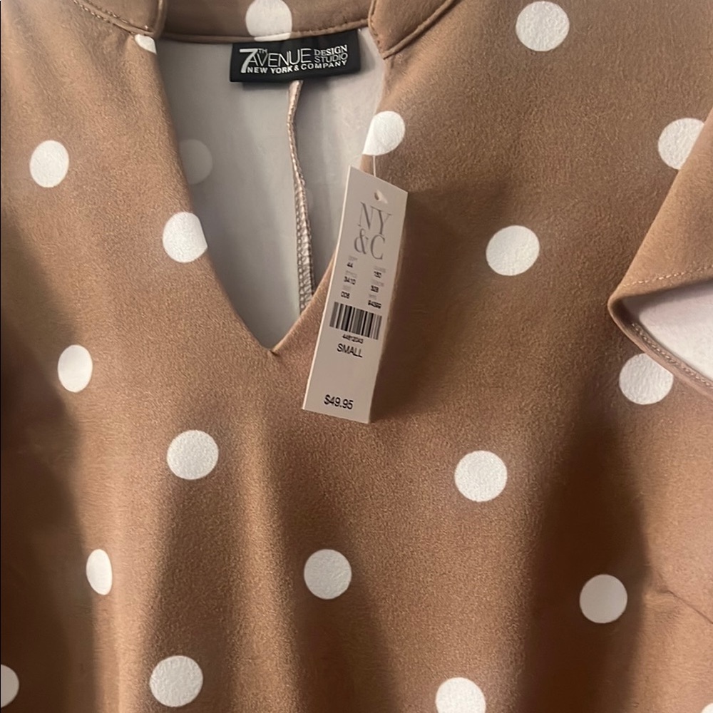 New York & Company Brown Polka Dot Shirt & Skirt Set - Picture 4 of 4